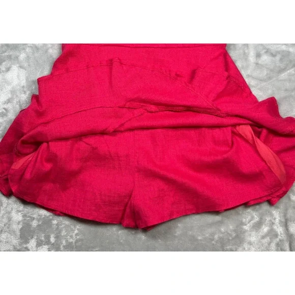 New Latiste by Amy Large Hot Pink V-Neck Romper Linen Blend Adjustable Straps - Picture 9 of 9